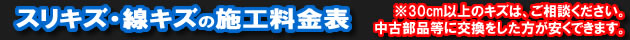 スリキズの料金表